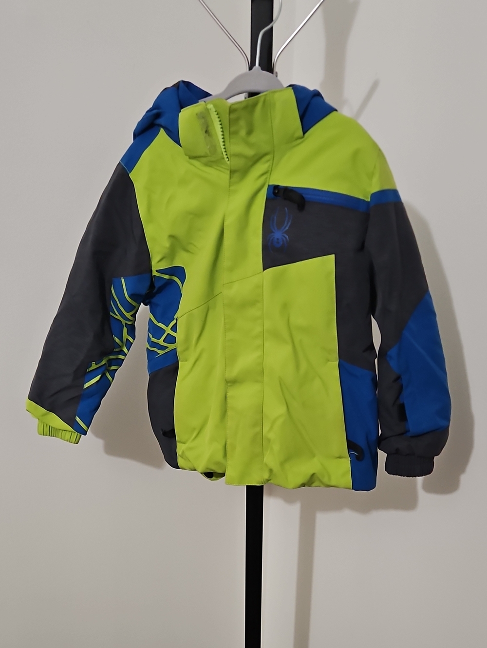 Spyder - Kids- 3T - Lime Green and Blue Colorblock - Removable Hood